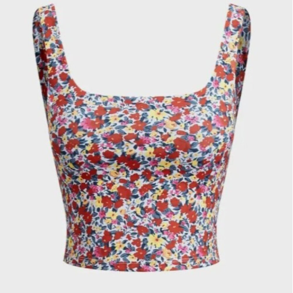 Commense Floral Crop Top Stretchy Fabric, Small